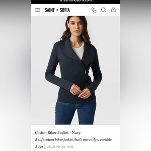 Saint + Sofia Cotton Biker Jacket - Navy nwot